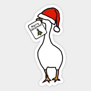 White Goose in Hat Steals Christmas Card Sticker